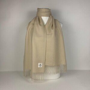 Lanvin Luxury Cream Cashmere Scarf - Soft Wool Wrap with Elegant Fringe Detail